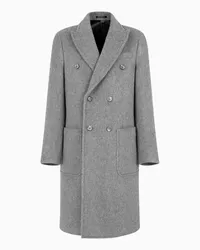 Emporio Armani OFFICIAL STORE Cappotto Doppiopetto In Beaver Misto Alpaca Grigio