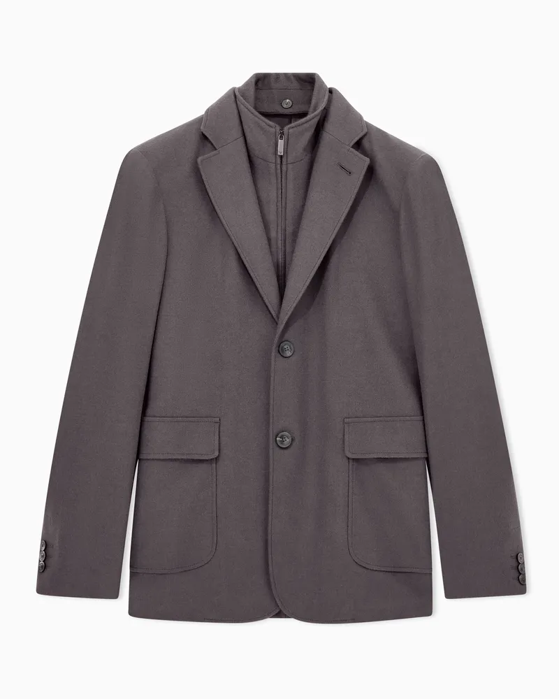 Emporio Armani Blazer in lana vergine e cashmere con tasche con patta Grigio