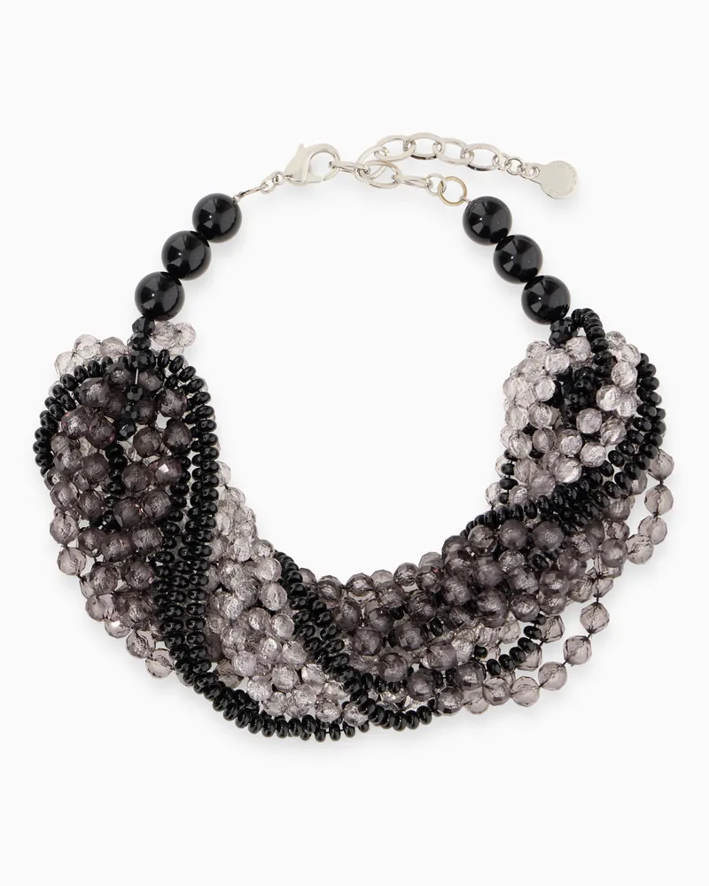 Emporio Armani Collana multifilo con perline sfaccettate in metacrilato Grigio