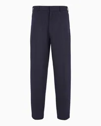 Emporio Armani OFFICIAL STORE Pantaloni In Jersey Misto Viscosa Motivo Gessato Blu