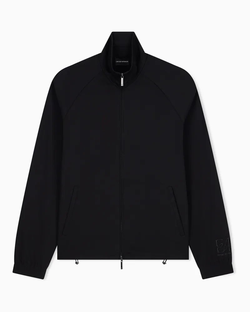 Emporio Armani Felpa full zip in jersey interlock misto lyocell Nero
