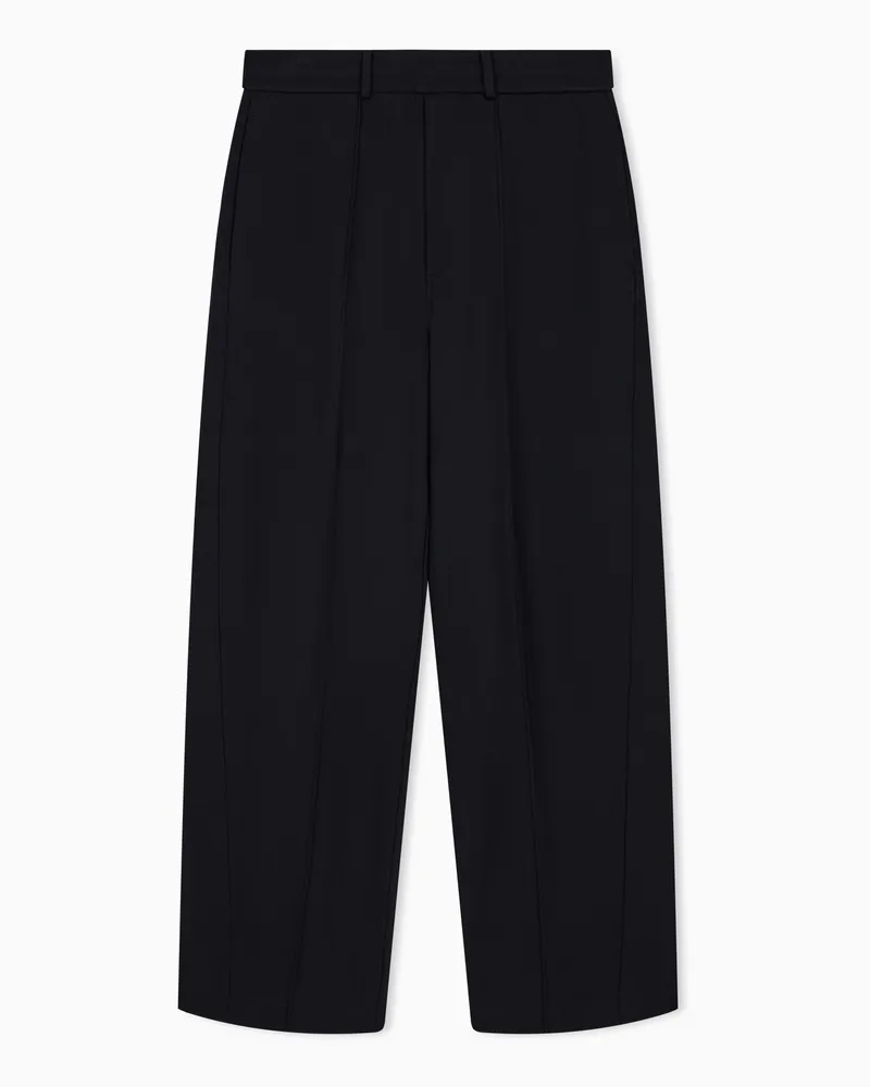 Emporio Armani Pantaloni over in cotone french terry con passanti Nero