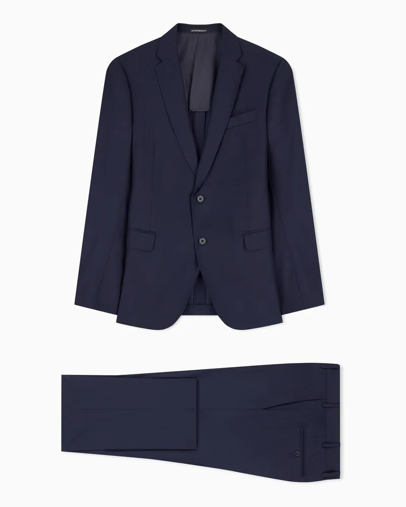 Emporio Armani Abito in lana high twist microdisegni Blu