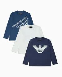 Emporio Armani OFFICIAL STORE Pack 3 Maglie In Jersey Con Stampa Aquila Asv Blu