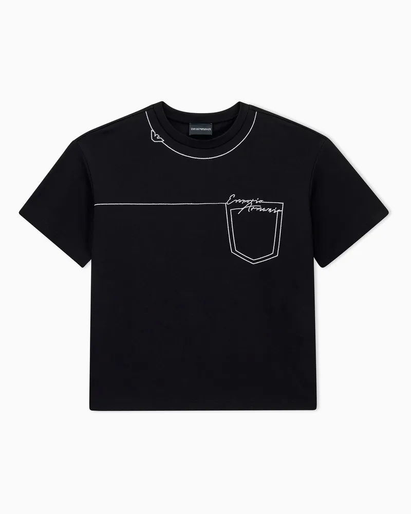 Emporio Armani T-shirt vestibilità regular in interlock viscose stretch Nero