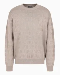 Emporio Armani OFFICIAL STORE Maglione In Lana Vergine Motivo Links Con Instarsio Logo Lettering Beige