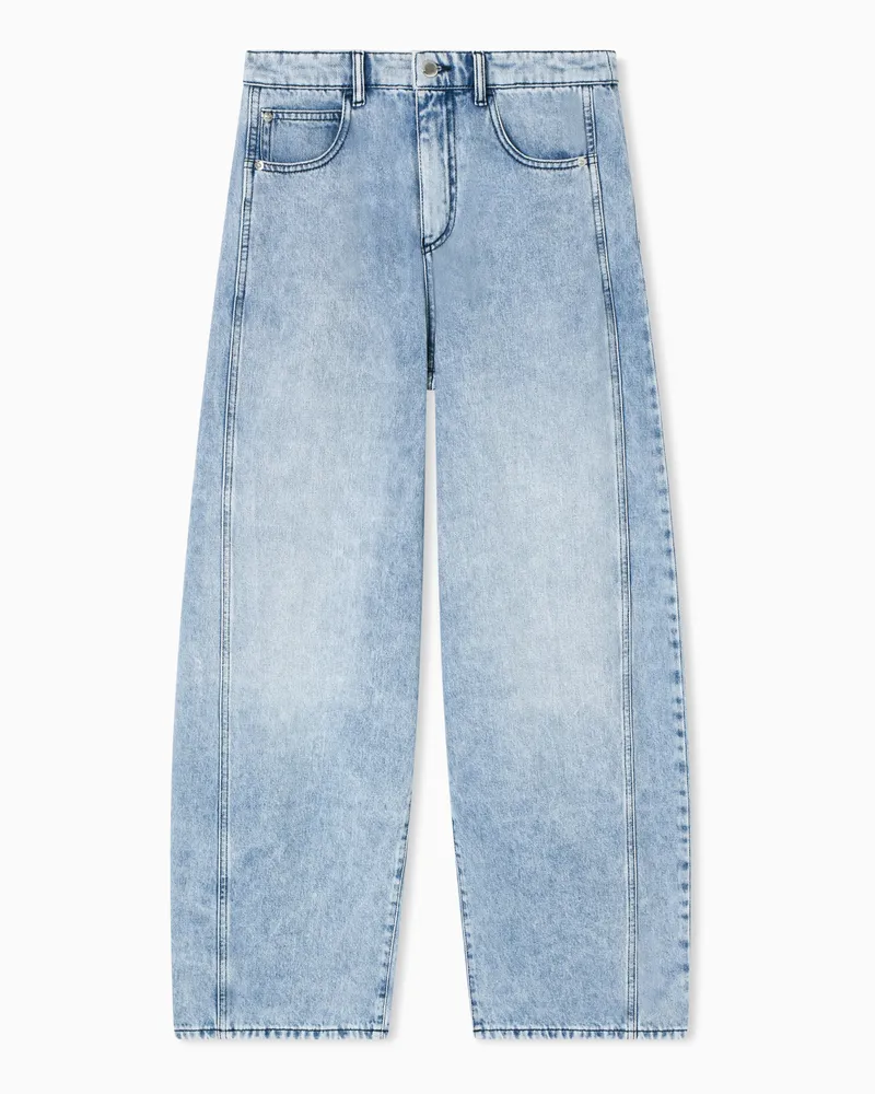 Emporio Armani Jeans J3I relaxed fit in denim vintage look con stencil aquila Blu