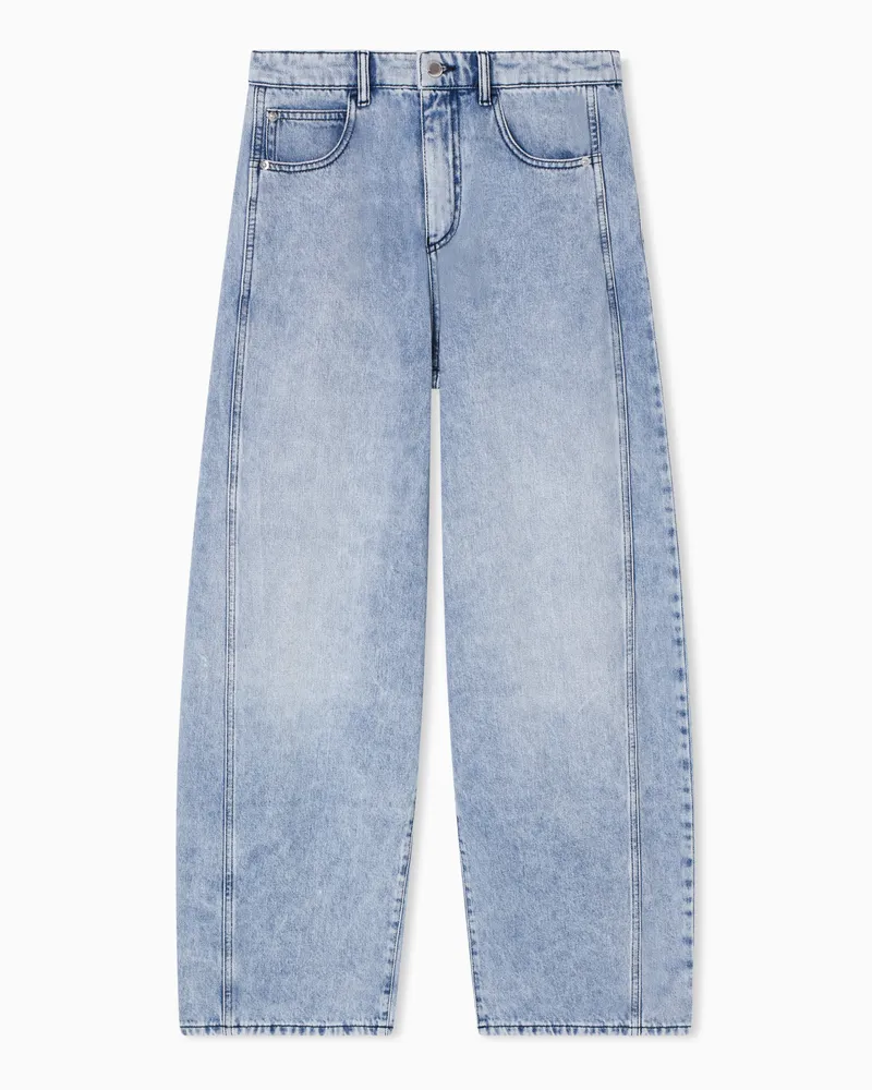 Emporio Armani Jeans J3I relaxed fit in denim vintage look con stencil aquila Blu