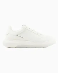 Emporio Armani OFFICIAL STORE Sneakers In Pelle Con Logo Laterale Bianco