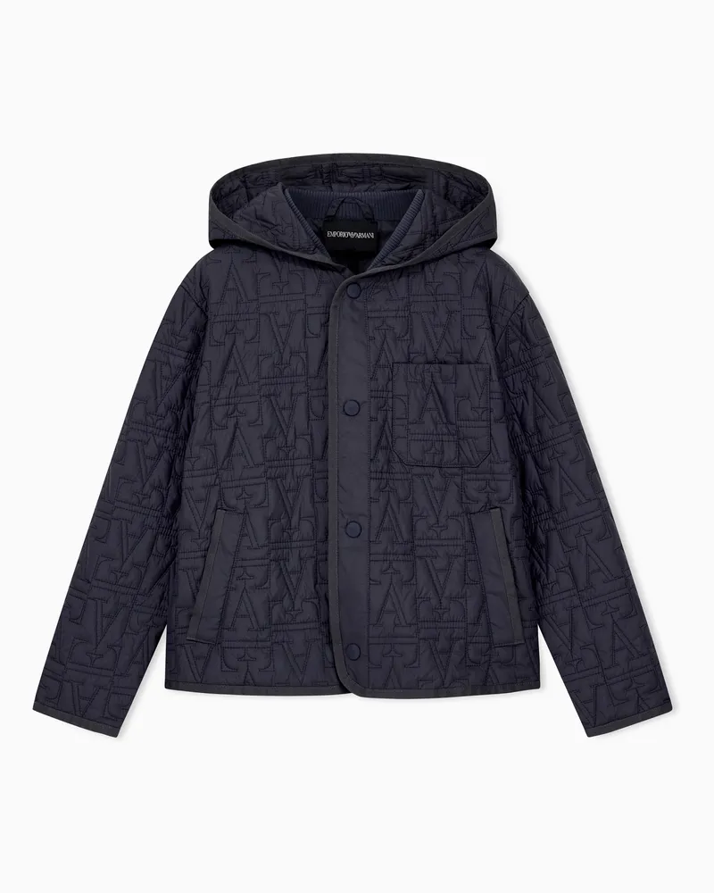 Emporio Armani Giubbino imbottito con dettagli in maglia di cotone Blu