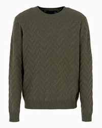 Emporio Armani OFFICIAL STORE Maglione In Lana Vergine Jacquard Motivo Chevron Bicolore Icon Militare