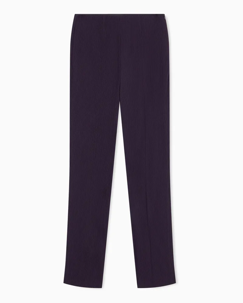 Emporio Armani Pantaloni sfoderati in lana canneté con interno in raso Viola