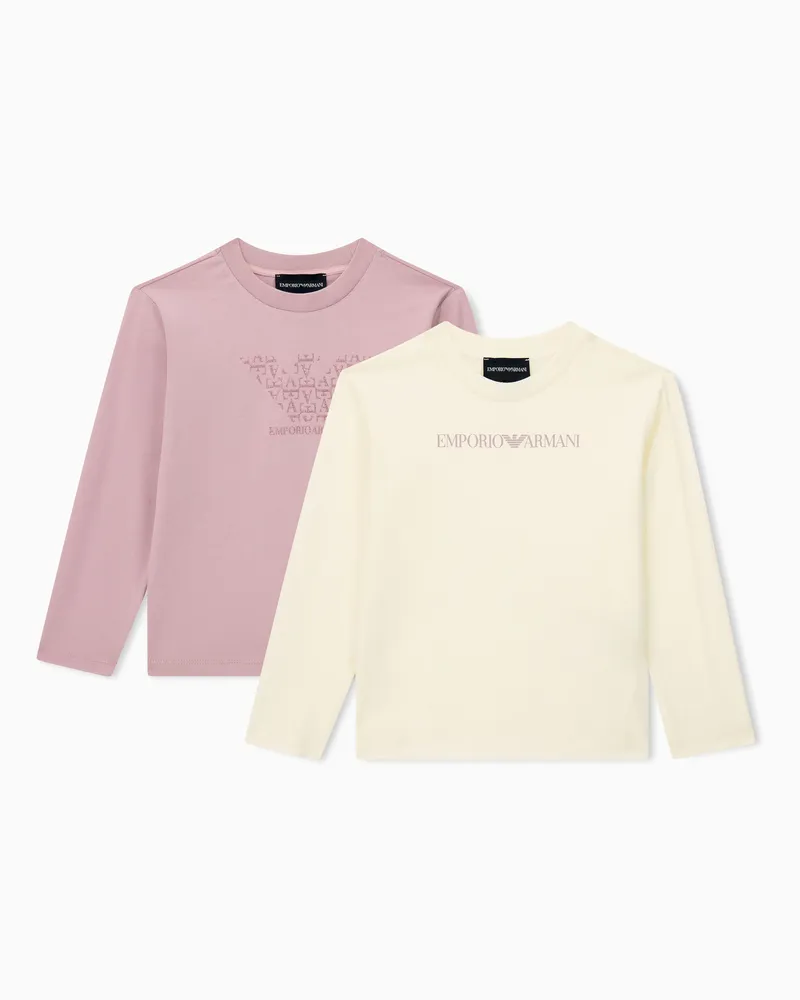Emporio Armani Set t-shirt a maniche lunghe in jersey di cotone Bicolore