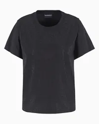 Emporio Armani OFFICIAL STORE T-shirt In Jersey Supima Con Strass All Over E Aquila Asv Nero