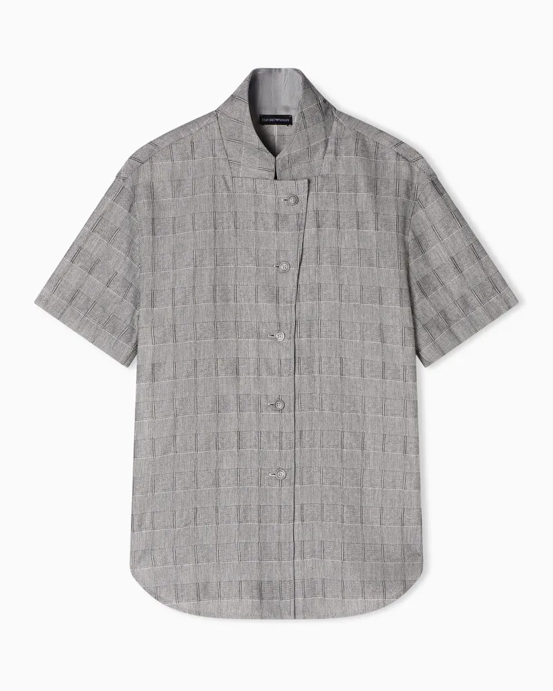 Emporio Armani Camicia in tessuto jacquard motivo check optical Bicolore