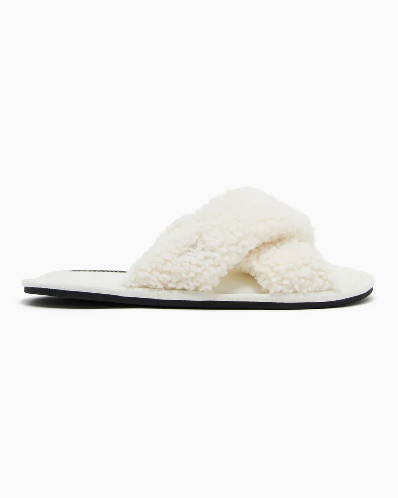 Emporio Armani Pantofole effetto furry Bianco
