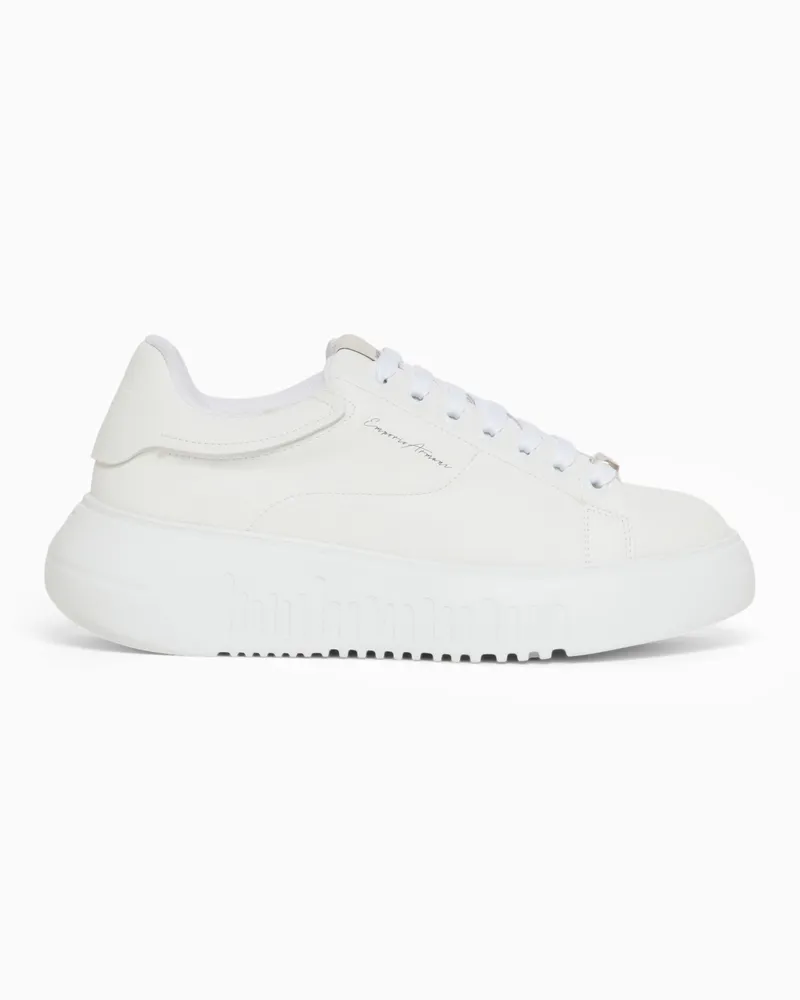 Emporio Armani Sneakers in pelle con logo signature Bianco