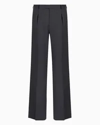 Emporio Armani OFFICIAL STORE Pantaloni Con Pinces In Flanella Stretch Di Lana Vergine Grigio