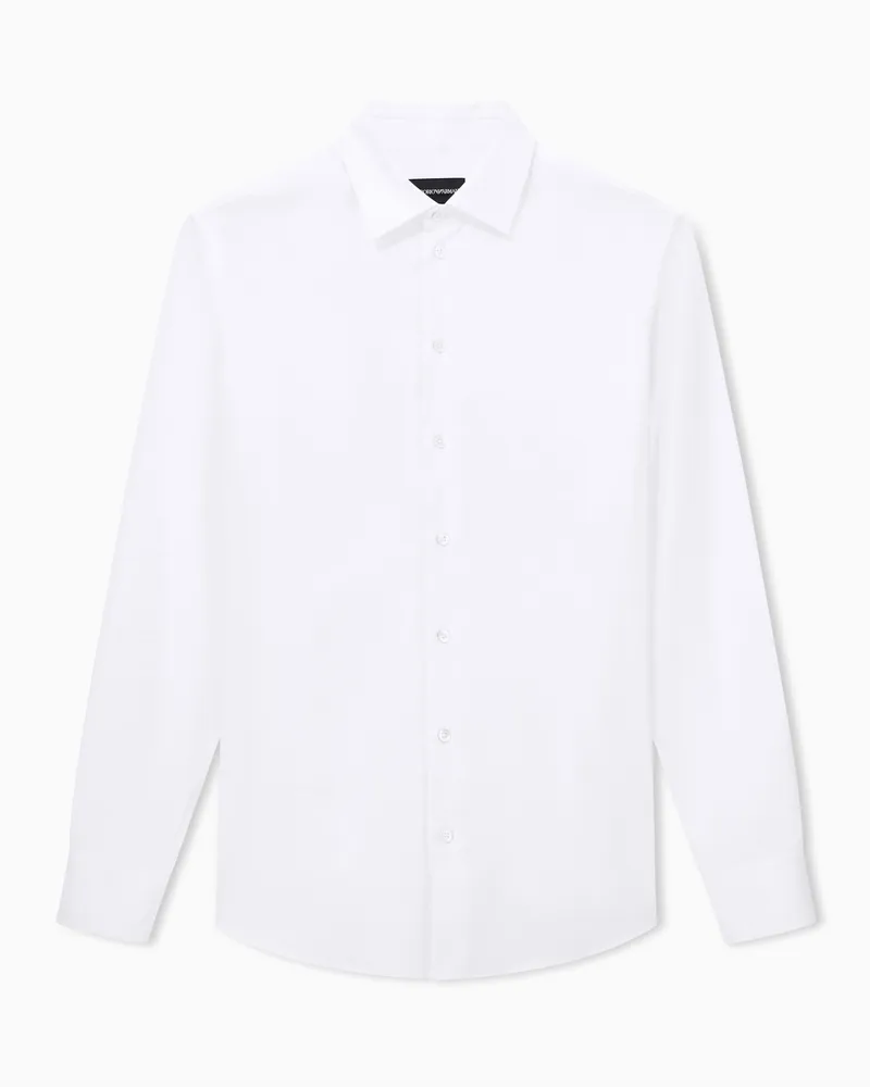 Emporio Armani Camicia regular fit in cotone con colletto classico Bianco