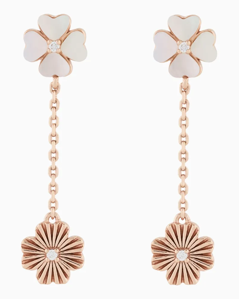 Emporio Armani Orecchini pendenti a forma di trifoglio in madreperla Multicolore