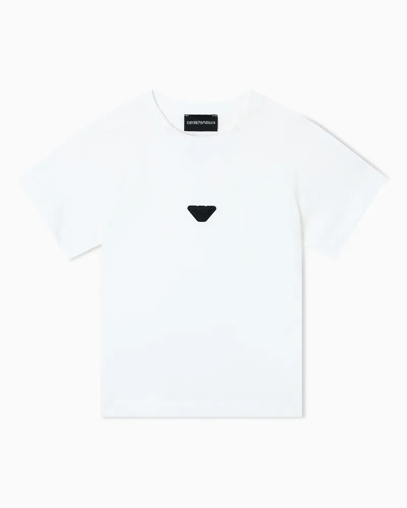 Emporio Armani T-shirt in jersey heavy micro patch aquila Bianco
