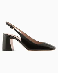 Emporio Armani OFFICIAL STORE Décolleté Slingback In Pelle Verniciata Nero