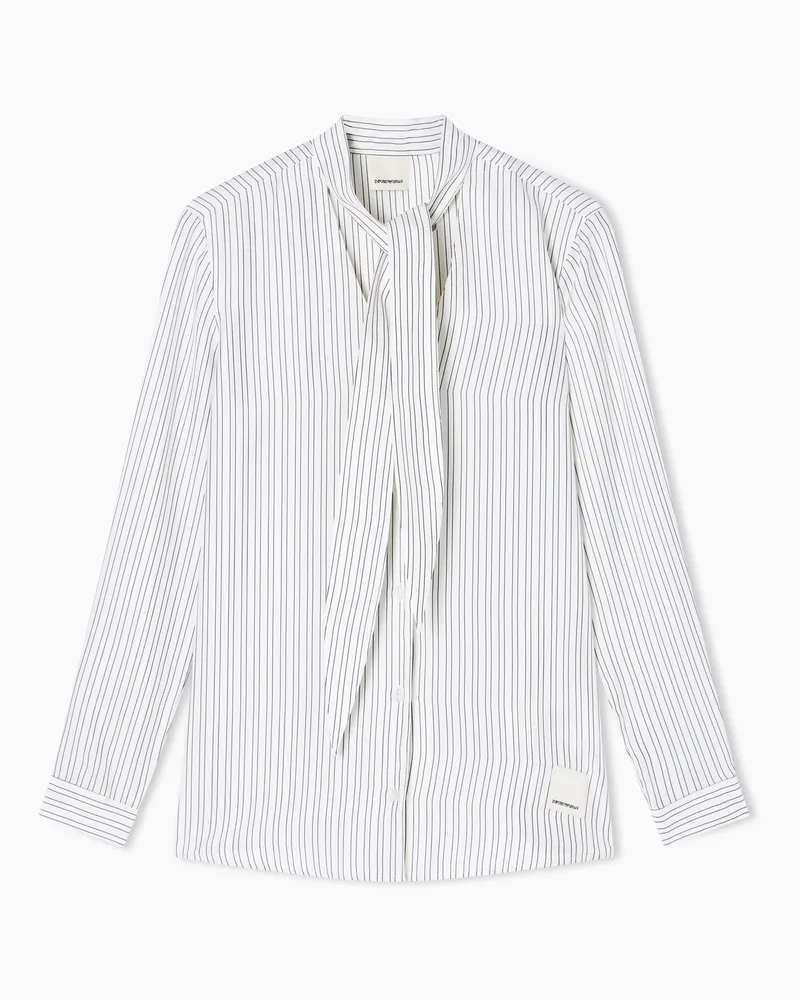 Emporio Armani Camicia collo foulard in misto cupro Eagle Club Bianco