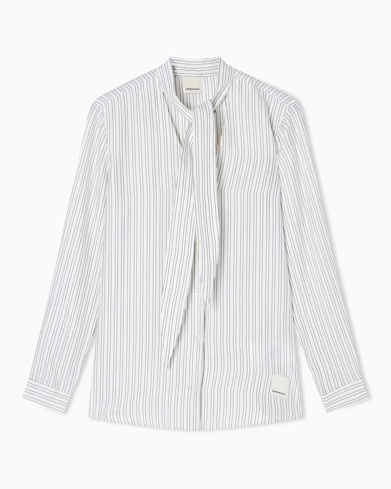 Emporio Armani Camicia collo foulard in misto cupro Eagle Club Bianco