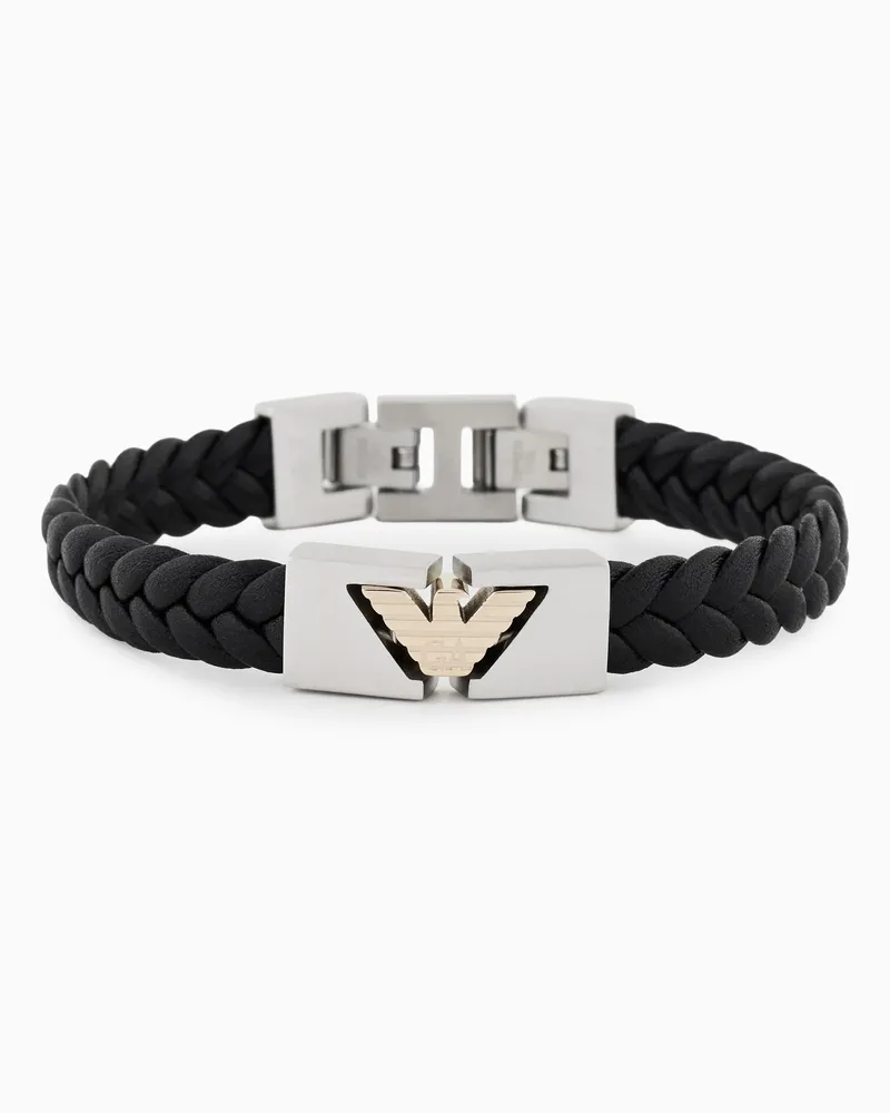 Emporio Armani Bracciale in pelle nera Multicolore