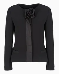 Emporio Armani OFFICIAL STORE Giacca In Tessuto Tecnico Stretch Con Nervature E Dettaglio Rosa In Satin Nero