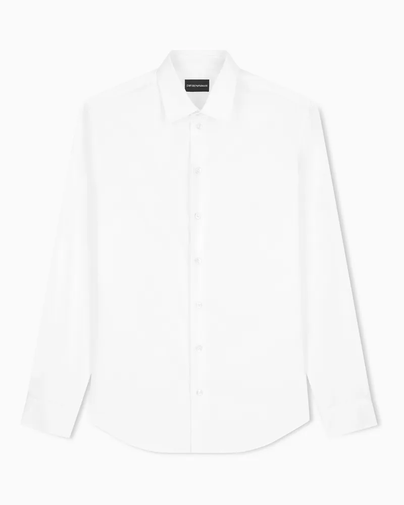 Emporio Armani Camicia in cotone micro armaturato Bianco