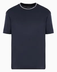 Emporio Armani OFFICIAL STORE T-shirt Con Collo Logato In Jersey Misto Lyocell Asv Blu