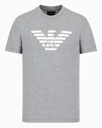 Emporio Armani OFFICIAL STORE T-shirt In Jersey Pima Con Stampa Logo Grigio