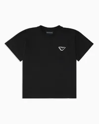 Emporio Armani OFFICIAL STORE T-shirt Comfort Fit In Jersey Con Aquila E Maxi Logo Sul Retro Ea Crew Asv Nero