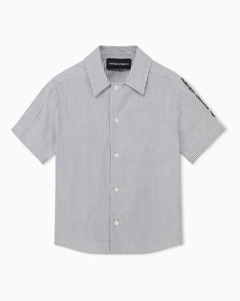 Emporio Armani Camicia maniche corte in popeline di cotone rigato Fantasia