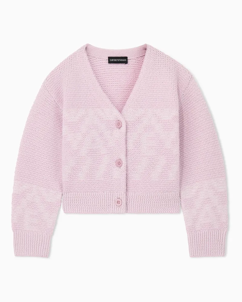 Emporio Armani Cardigan over in misto lana con scollo a v e bottoni Rosa