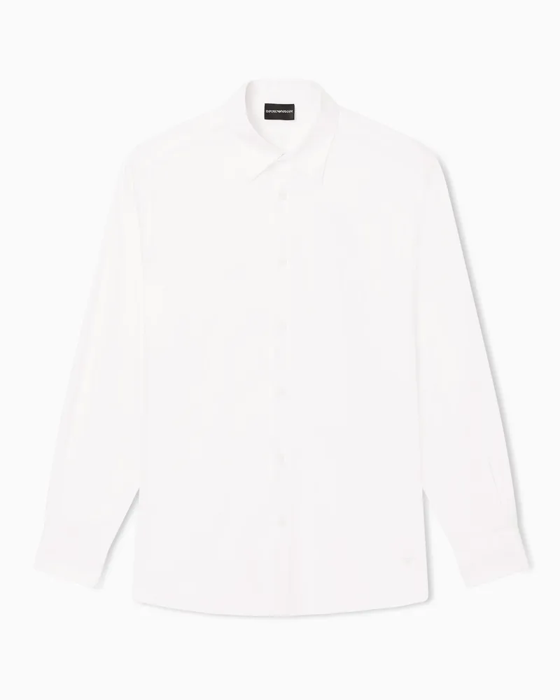 Emporio Armani Camicia in cotone Pima stretch Bianco