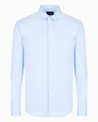 Emporio Armani OFFICIAL STORE Camicia Slim Fit In Raso Leggero Comfort Azzurro