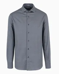 Emporio Armani OFFICIAL STORE Camicia In Cotone Stretch Con Pattern Stampato Avio