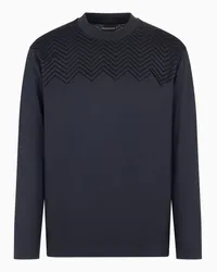 Emporio Armani OFFICIAL STORE Maglia In Jersey Misto Lyocell Con Dettaglio Chevron Flock Asv Blu