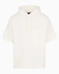 Emporio Armani OFFICIAL STORE Felpa A Maniche Corte Con Cappuccio E Tasca A Toppa In Double Jersey Bianco