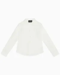 Emporio Armani OFFICIAL STORE Camicia Collo Claudine Con Stemma Logo Bianco