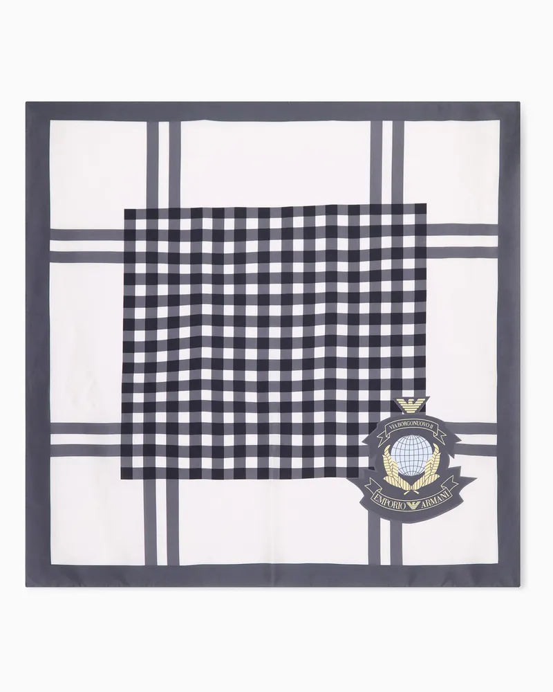 Emporio Armani Foulard in seta con stampa logo e motivo grafico Fantasia