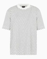 Emporio Armani OFFICIAL STORE T-shirt In Jersey Misto Lyocell Con Stampa Macro Chevron E Micro Eagle Asv Bianco