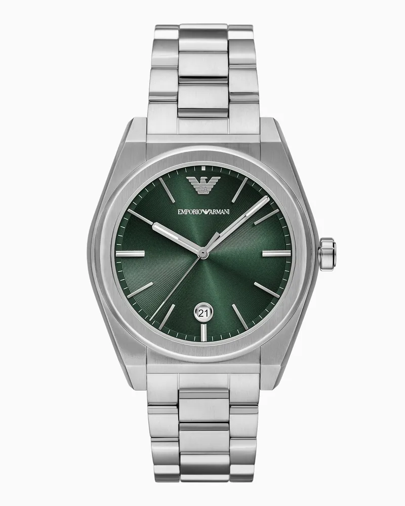 Emporio Armani Orologio a tre lancette in acciaio inossidabile con datario Multicolore
