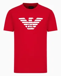 Emporio Armani OFFICIAL STORE T-shirt In Jersey Pima Con Stampa Logo Rosso