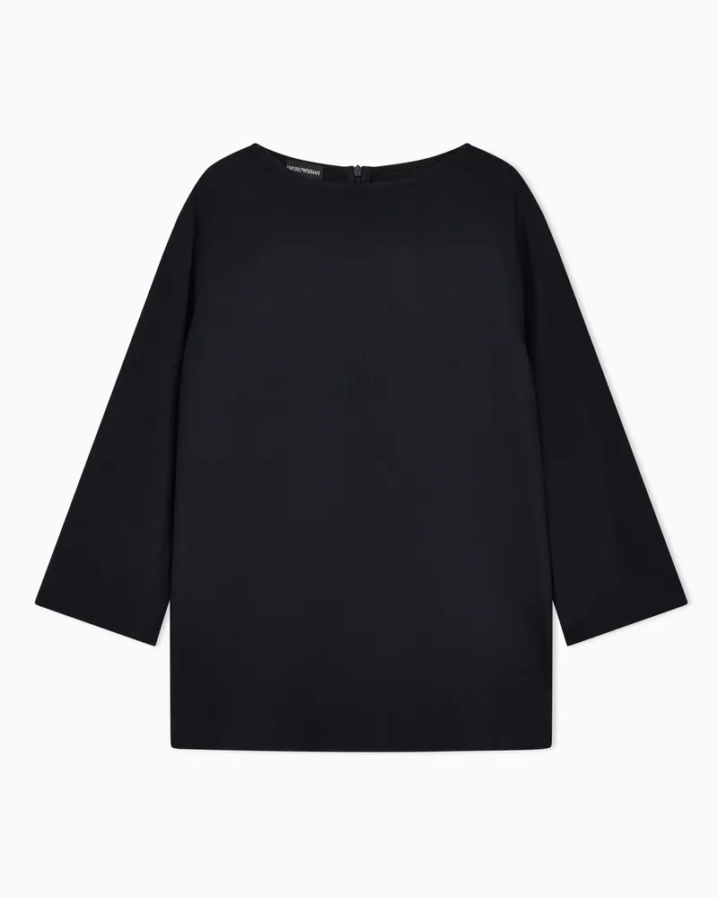 Emporio Armani Blusa in envers satin con maniche 3/4 Nero