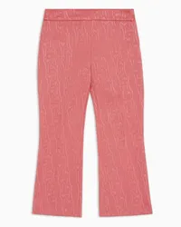 Emporio Armani OFFICIAL STORE Pantaloni Fondo Svasato Con Logo Lettering Jacquard All Over Rosa