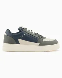 Emporio Armani OFFICIAL STORE Sneakers Con Dettaglio Cucitura In Pelle Rigenerata Asv Blu