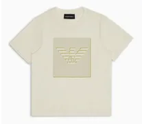Emporio Armani OFFICIAL STORE T-shirt In Jersey Stampa Aquila Effetto 3d Bianco